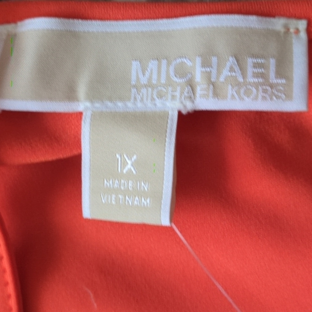 MICHAEL Michael Kors Poppy Orange Gold Tone Halter Cold Shoulder Blouse 1X NWT - Picture 3 of 16